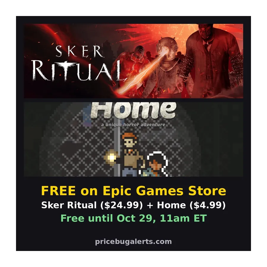 Free on Epic Games Store: Sker Ritual and Home - A Unique Horror Adventure (PC), free until Oct 29, 11am ET (retailer product photo)