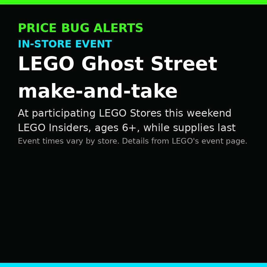 LEGO Ghost Street make-and-take at LEGO Stores this weekend (LEGO Insiders, ages 6+) (retailer product photo)